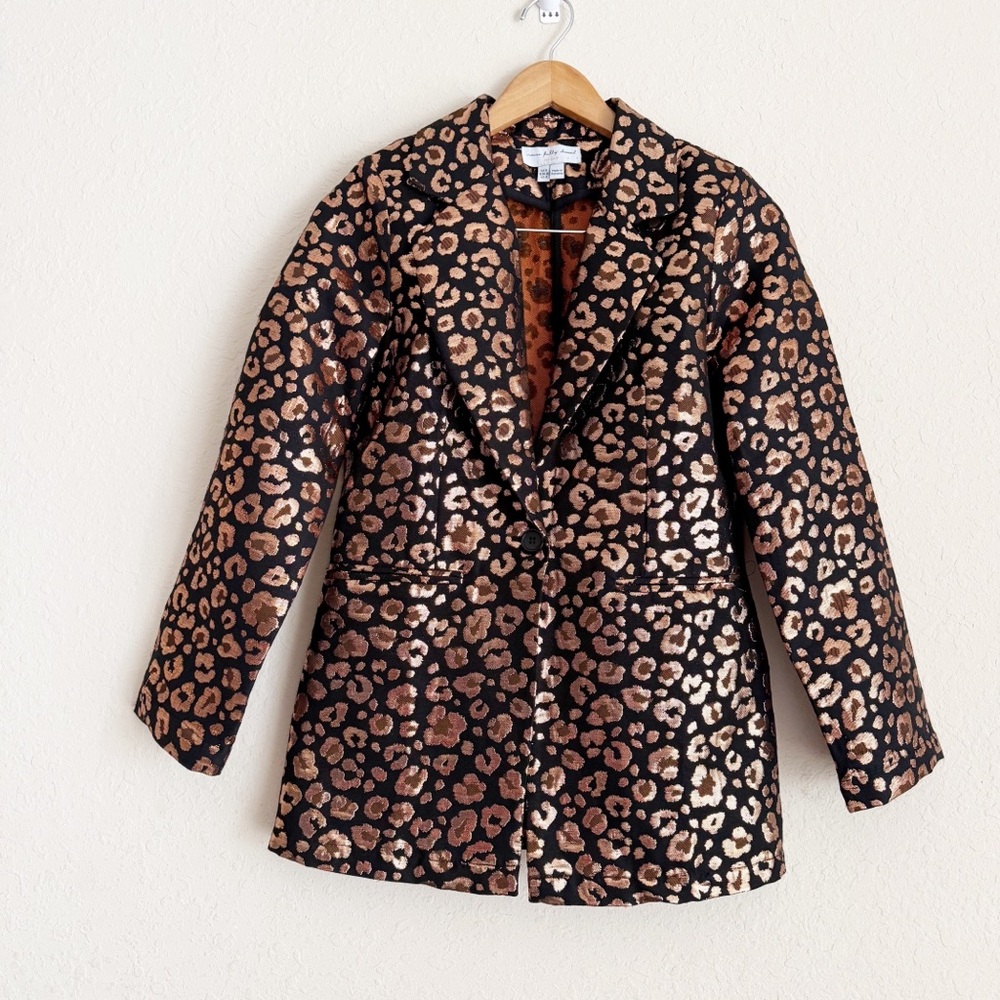 Never Fully Dressed Leopard Metallic Blazer Size 4